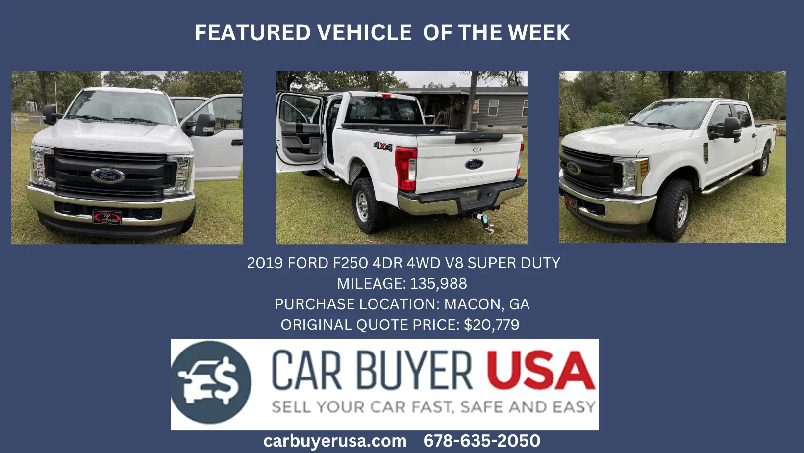 CarBuyerUSA - 2019 FORD F250 4DR 4WD V8 SUPER DUTY -$20,779