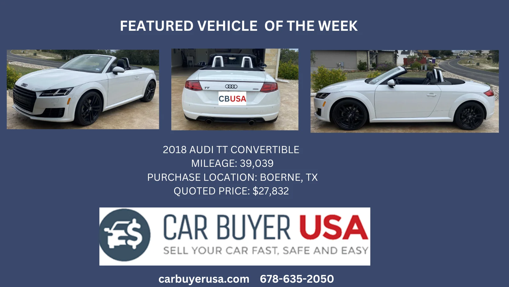 CarBuyerUSA - 2018 AUDI TT CONVERTIBL, Boerne, TXE - $27,832